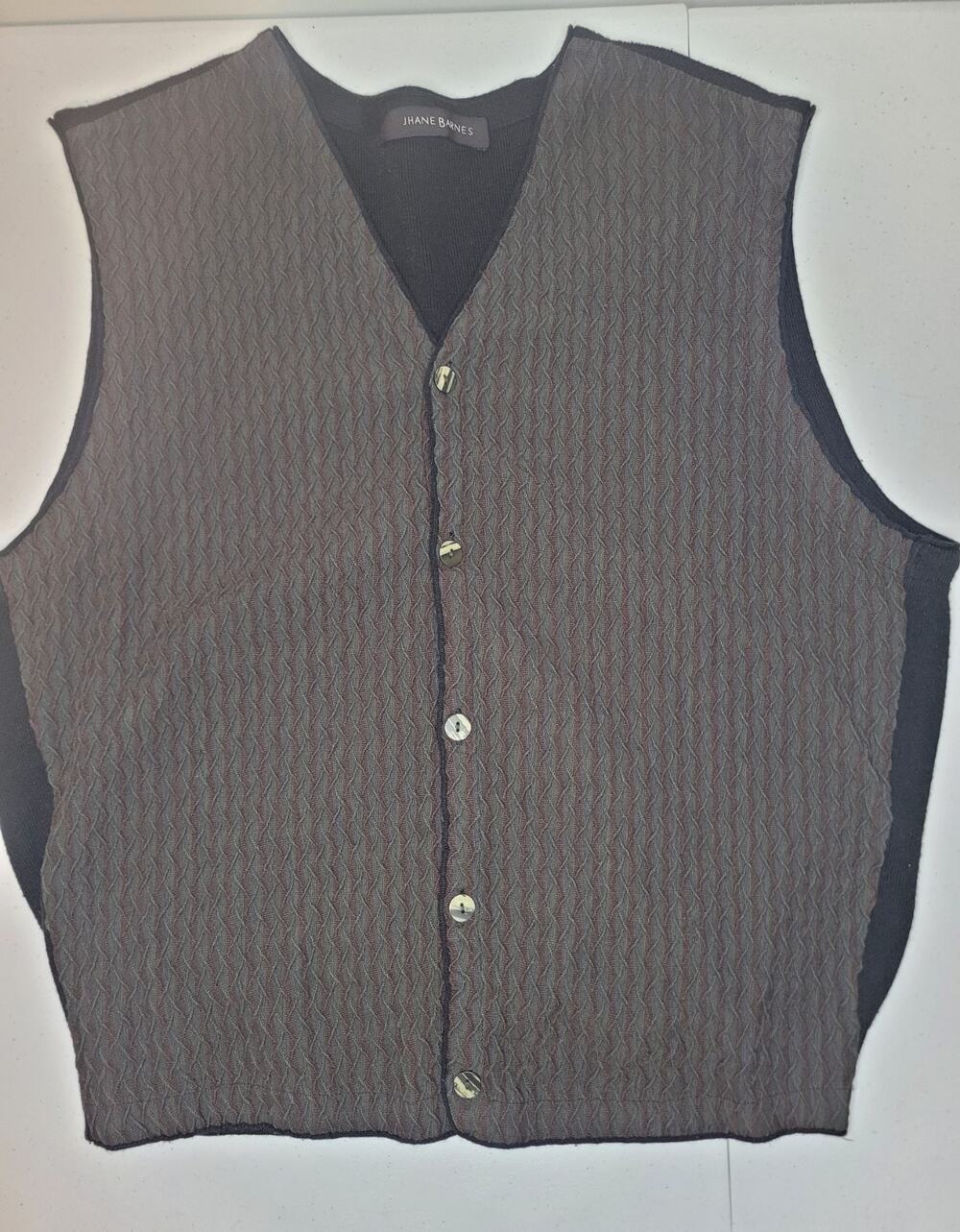 Vintage 90s Jhane Barnes Men's Front Textured Sweater Vest| Professional Preppy